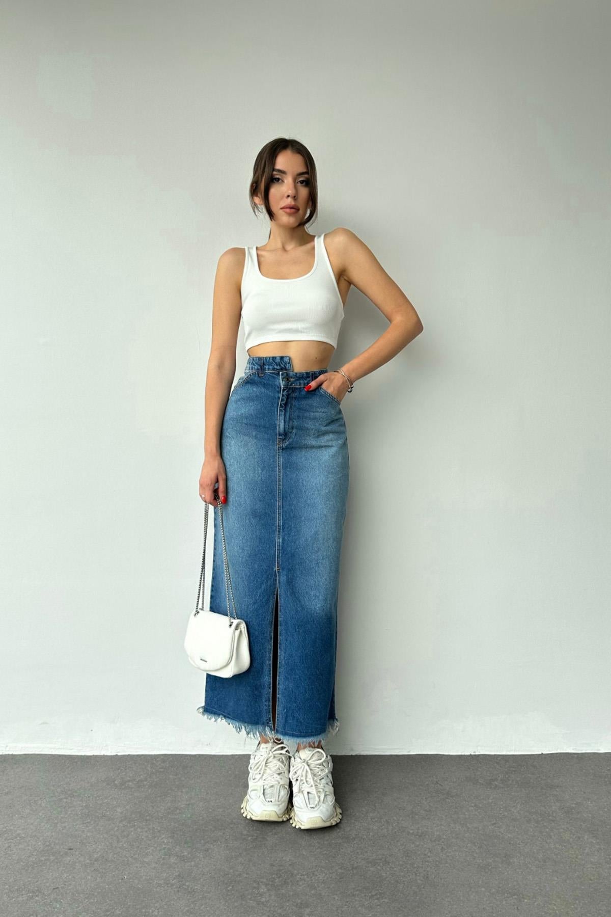 ORA HIGH WAIST JEAN SKIRT