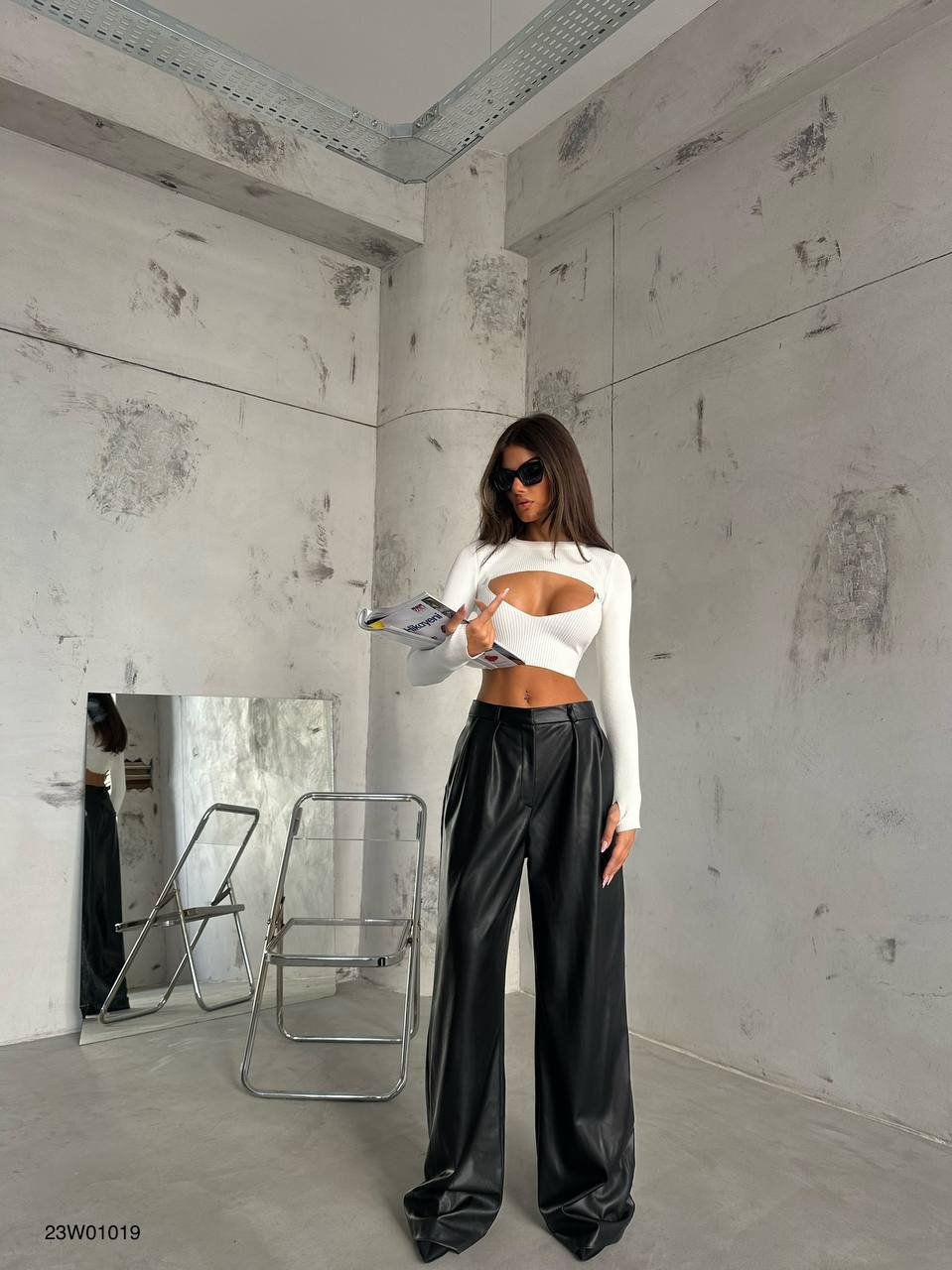 FREDA WIDE LEATHER PANTS