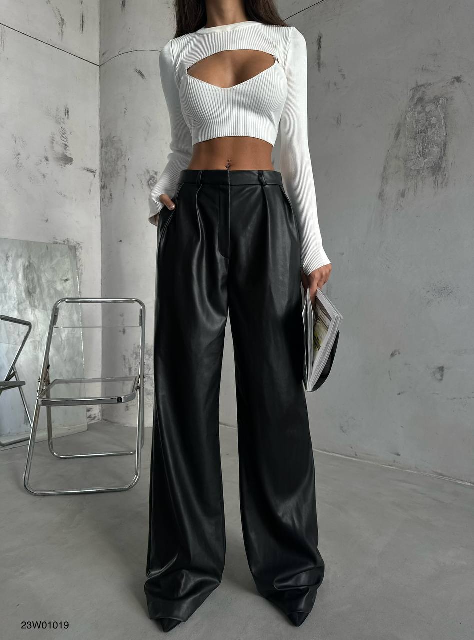 FREDA WIDE LEATHER PANTS