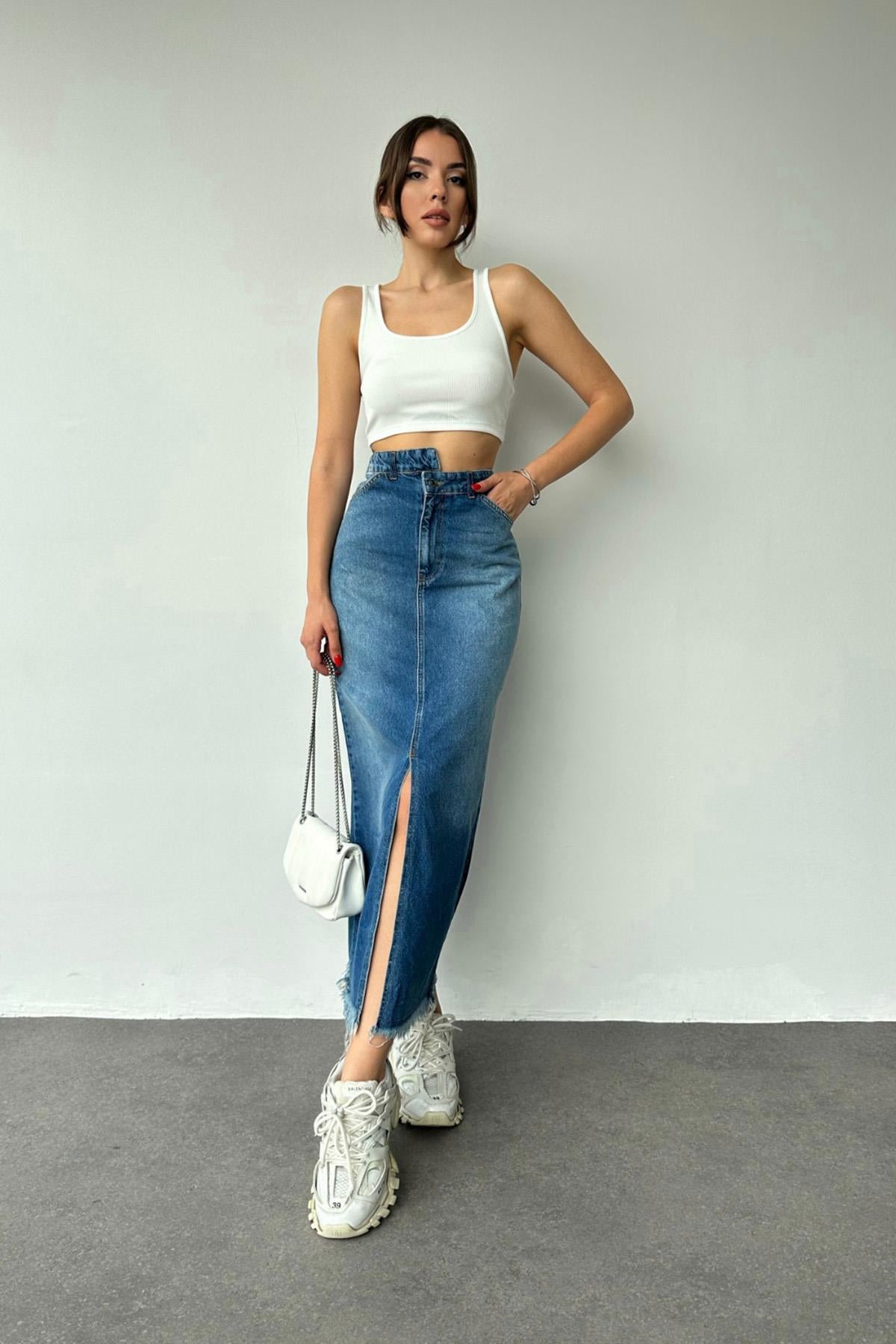 ORA HIGH WAIST JEAN SKIRT