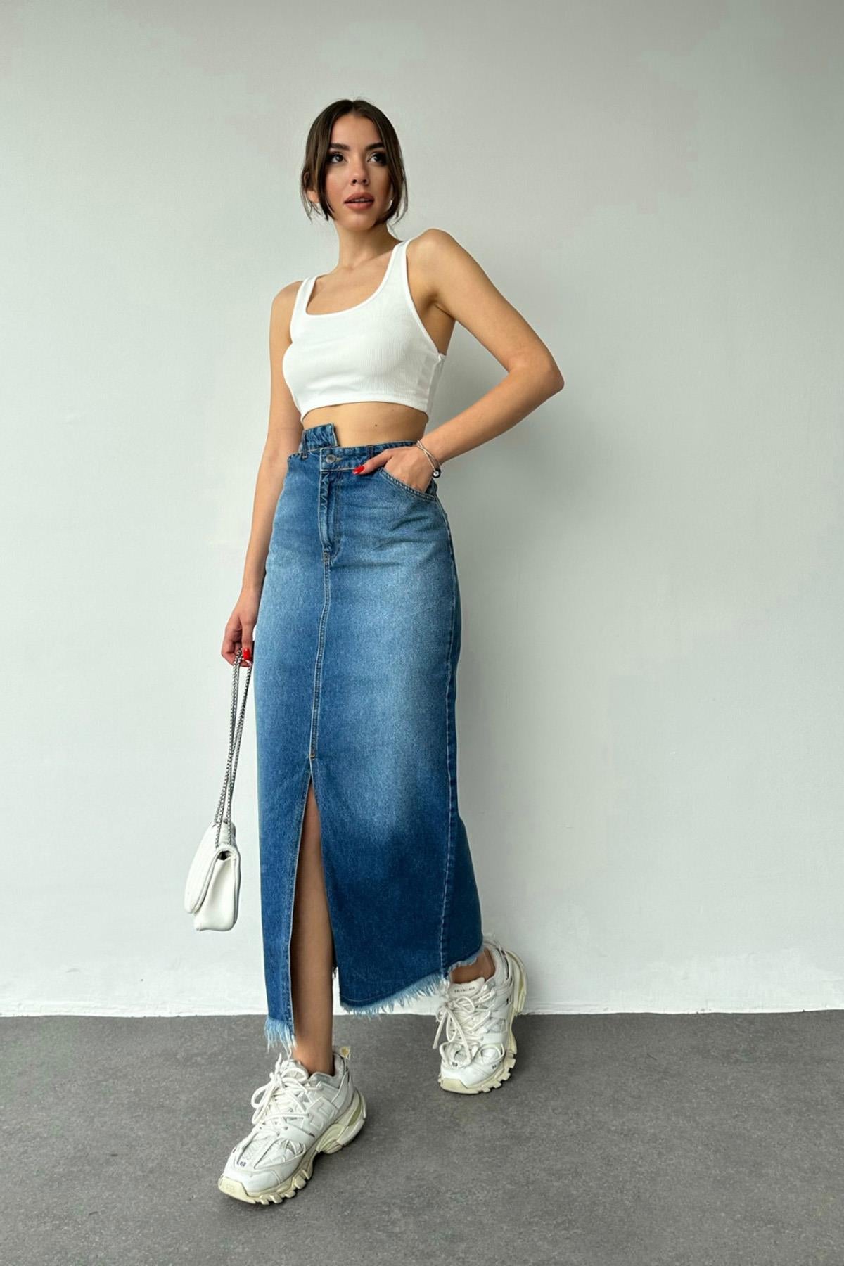 ORA HIGH WAIST JEAN SKIRT