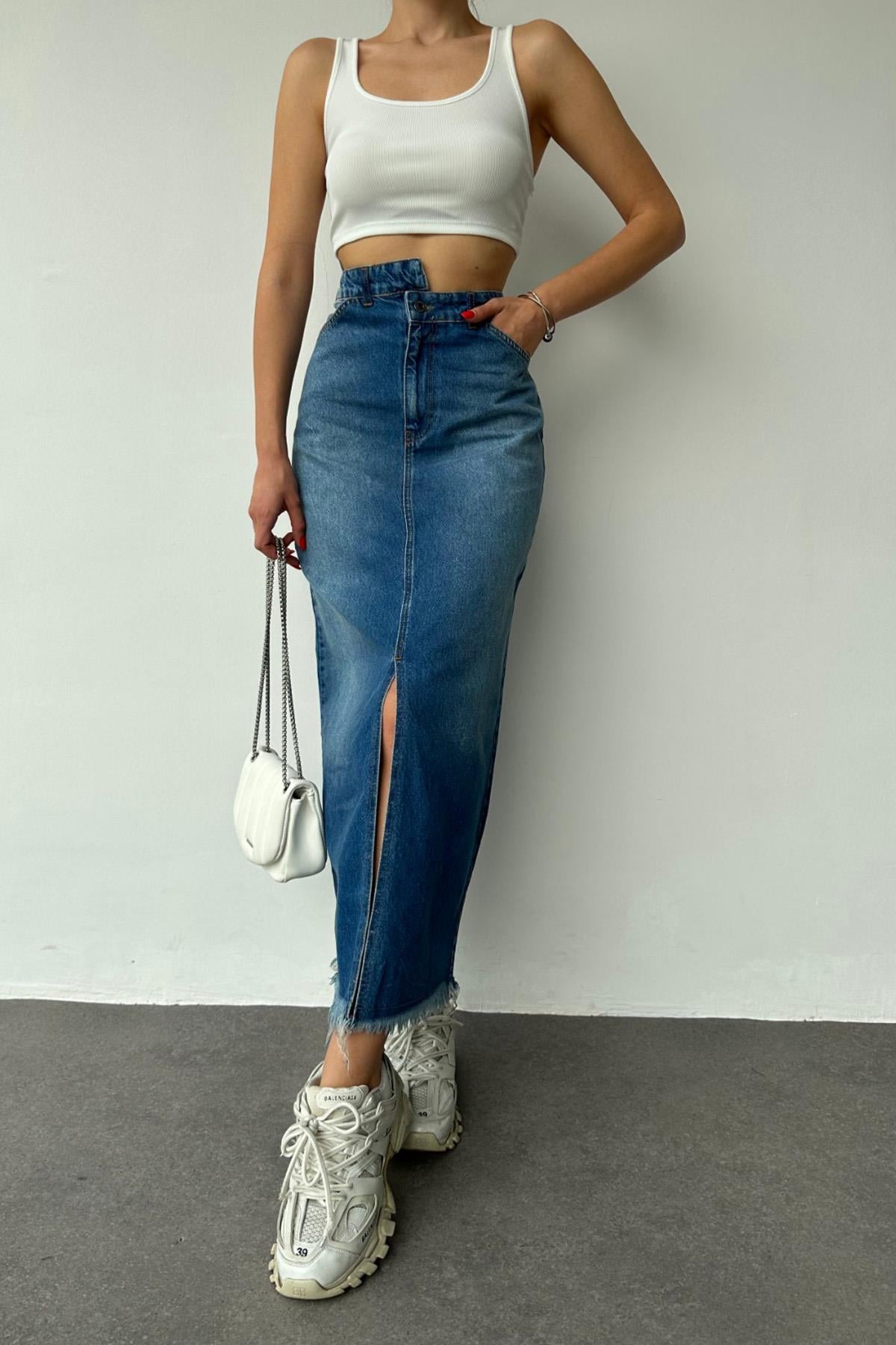 ORA HIGH WAIST JEAN SKIRT